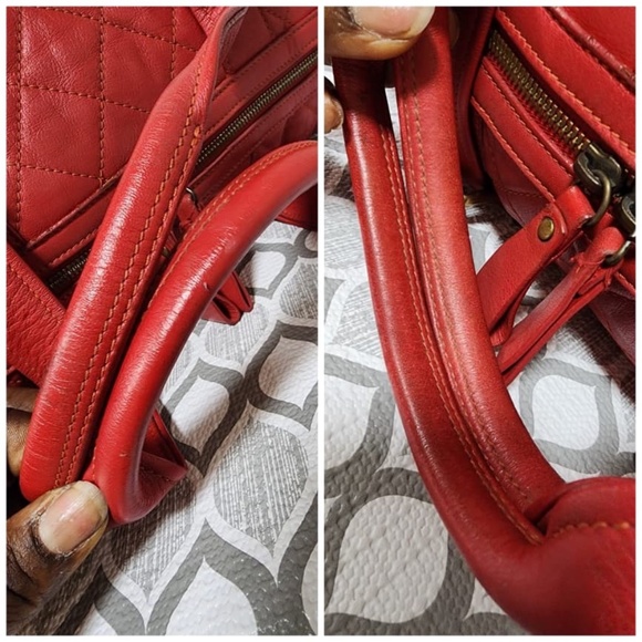 Authentic MCM Quilted Boston Leather Bag Red - Picture 9 of 14